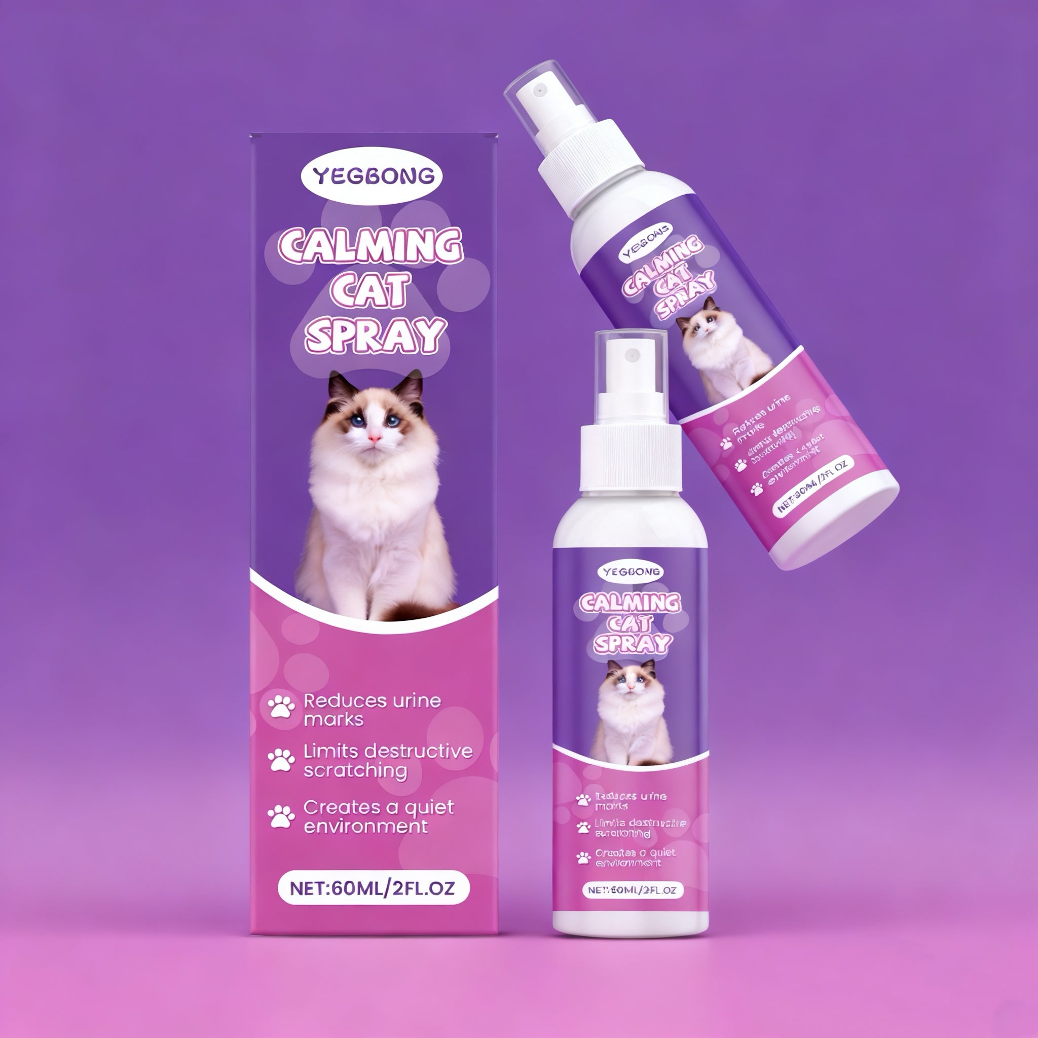 Same style on Amazon-Cat grooming spray - gentle care spray to soothe cats, prevent scratching, and stop inappropriate urination.