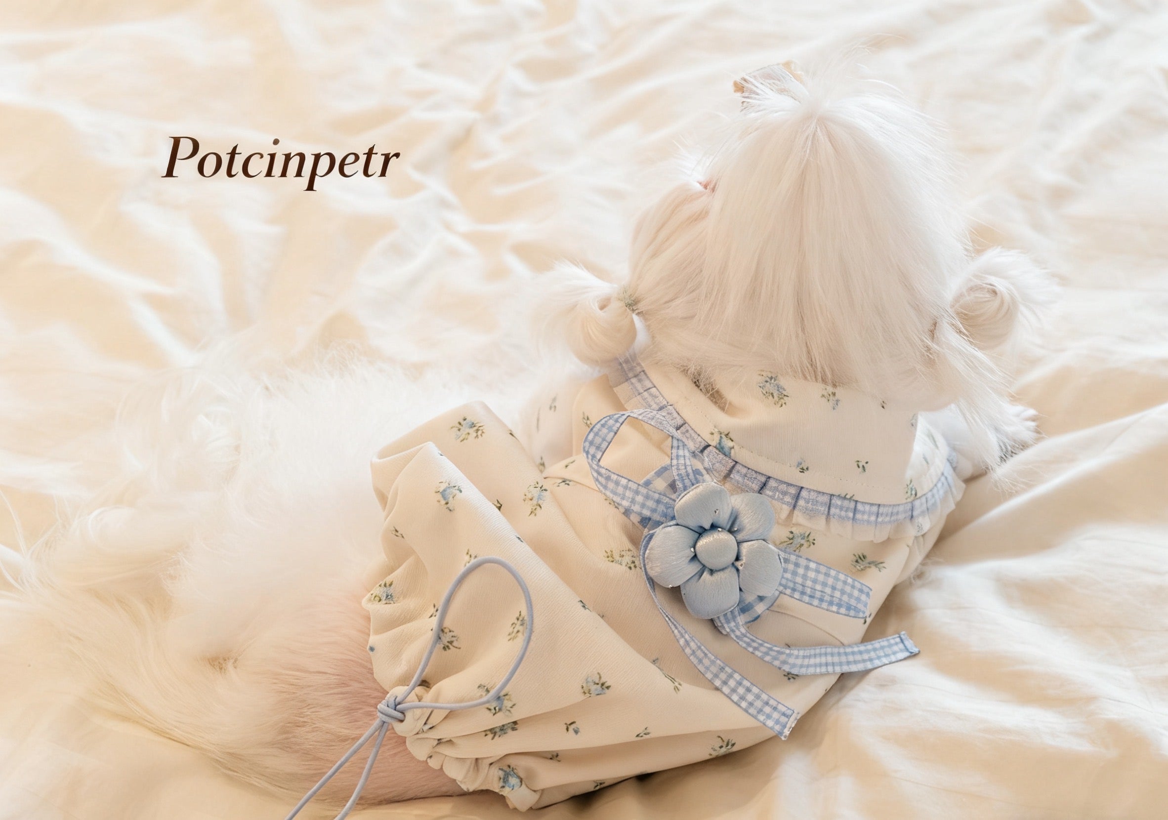 Pet floral figure-hugging skirt: Adjustable hip circumference in blue and purple floral patterns